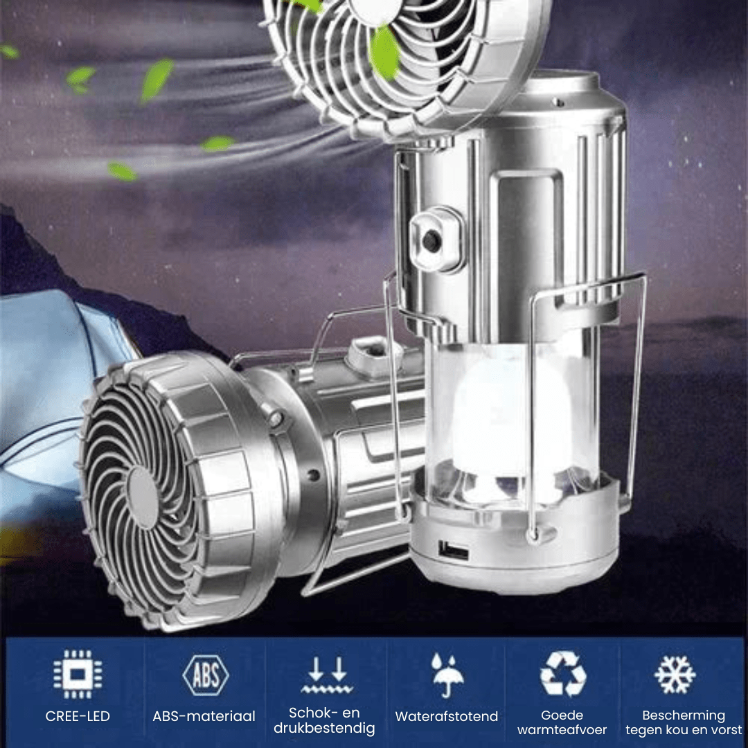 Draagbare LED-Campinglamp met Ventilator