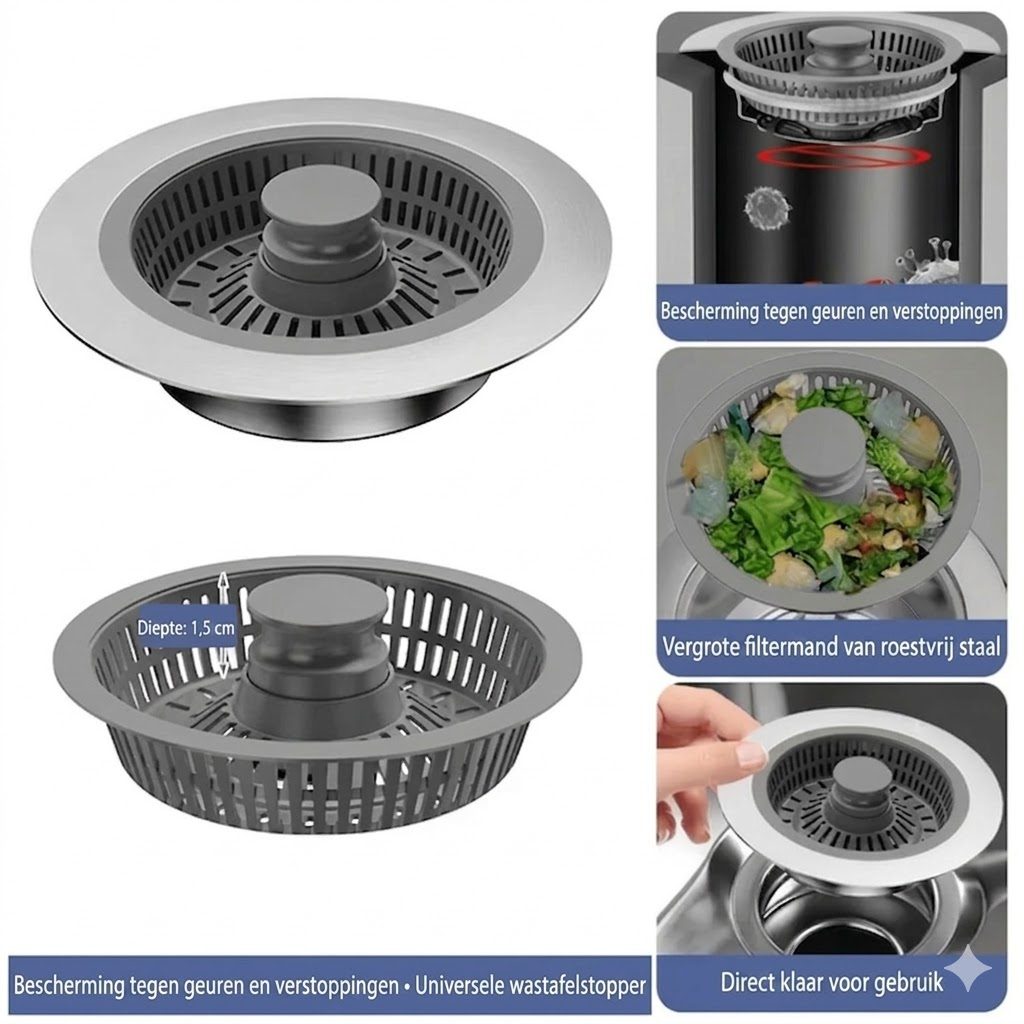 Sinkor™ – Universele Wastafelstopper